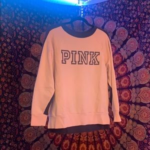 pink crew neck pink and blue